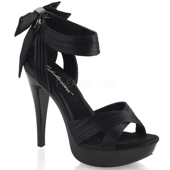 Shoes - Platform Criss Cross Satin Bow High Heel Shoes